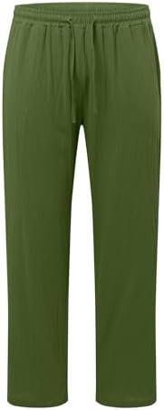 Mens Fashion Casual Printed Pocket Lace Up Pants Large Size Pants Mens Linen Pants