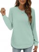 Sweatshirt Long Sleeve Shirts High Low Tops Curved Hem
