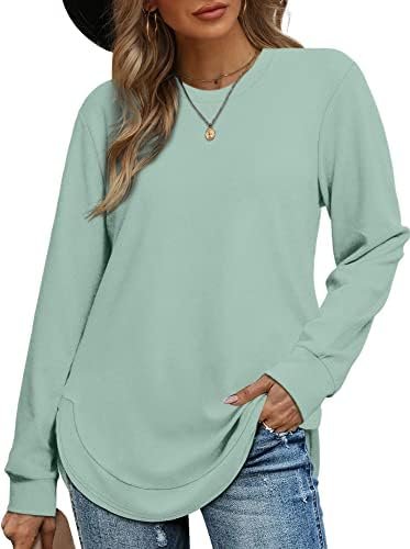 Sweatshirt Long Sleeve Shirts High Low Tops Curved Hem