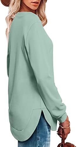Sweatshirt Long Sleeve Shirts High Low Tops Curved Hem