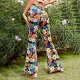 Women High Waist Printing Easy Trousers Long Pants Boho Beach Pockets Pants Womens Yoga Clothes